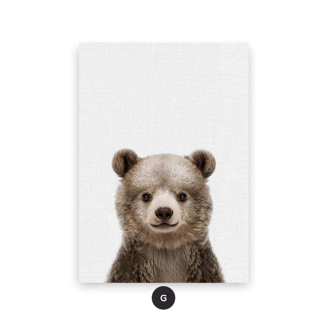 Baby Cute Animal Wall Art Elephant Giraffe Lion Cub Posters For Kid's Bedroom Canvas Prints Nursery Wall Decor