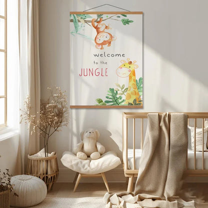 Cute Cartoon Jungle Animal Nursery Wall Art Canvas Prints for Kids Room Baby Bedroom or Playroom Decor