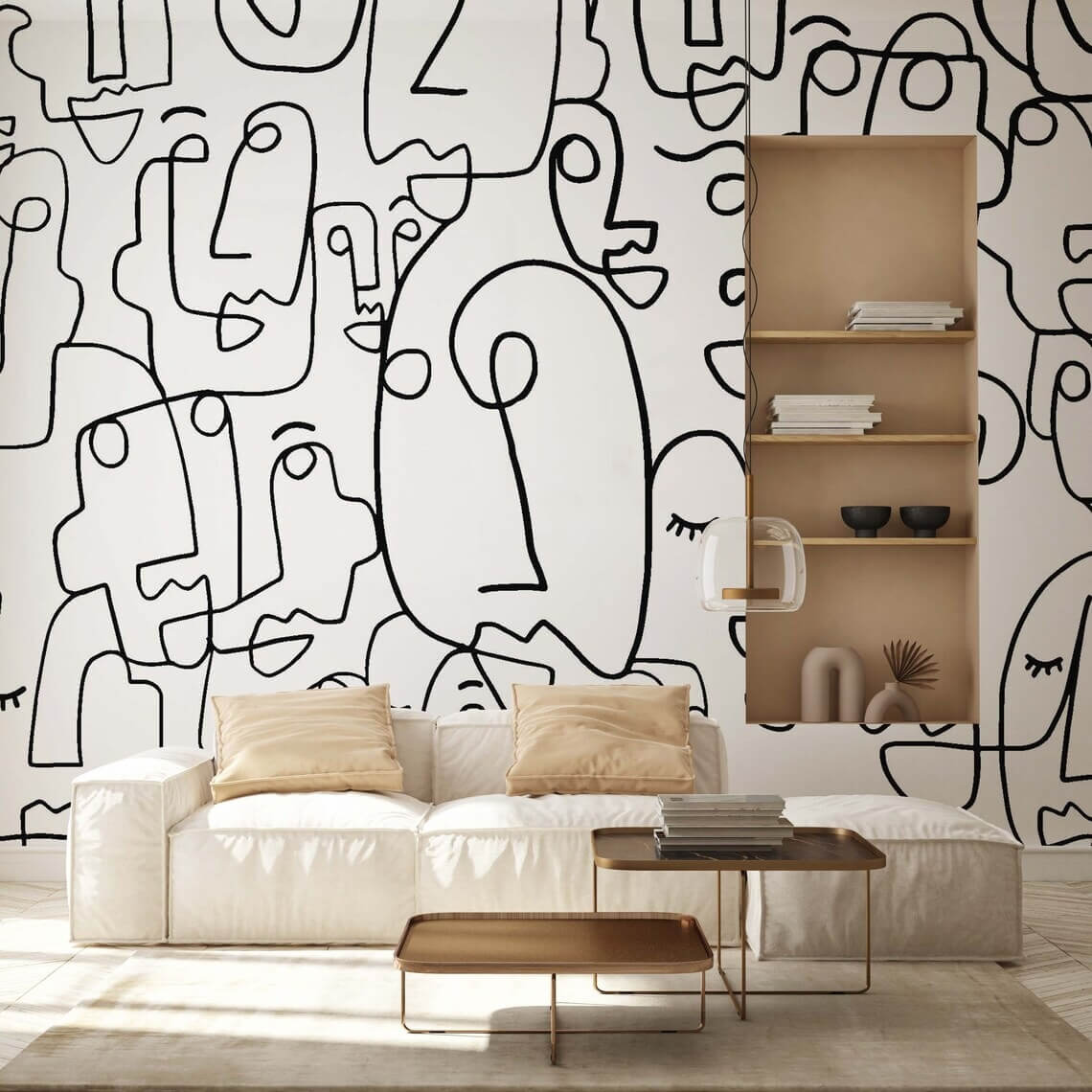 Large Face Drawing Mural Wallpaper (SqM)