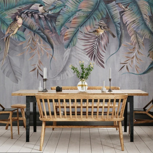 Falling Banana Leaves Mural Wallpaper (SqM)