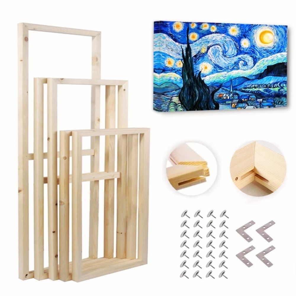 DIY Gallery Picture Framing Canvas Wall Art Kit Wooden Stretcher Bars Pine Wood Picture Frame For Framing Canvas Prints 40x50cm, 50x70cm, 60x90cm