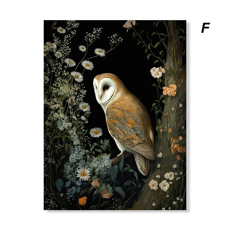 Dark Academia Botanical Woodlands Animals Mushrooms Motifs Wall Art Canvas Prints Fox Owl Butterflies Poster For Moody Living Room Decor