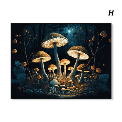 Dark Academia Botanical Woodlands Animals Mushrooms Motifs Wall Art Canvas Prints Fox Owl Butterflies Poster For Moody Living Room Decor