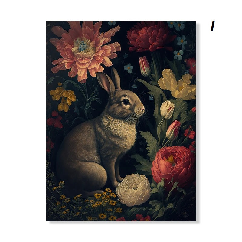 Dark Academia Botanical Woodlands Animals Mushrooms Motifs Wall Art Canvas Prints Fox Owl Butterflies Poster For Moody Living Room Decor