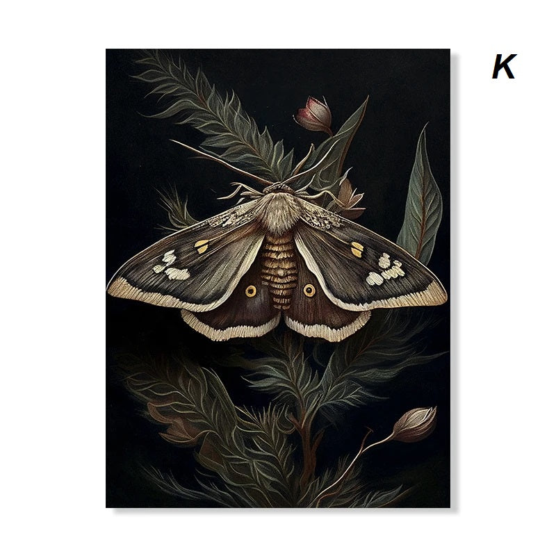 Dark Academia Botanical Woodlands Animals Mushrooms Motifs Wall Art Canvas Prints Fox Owl Butterflies Poster For Moody Living Room Decor