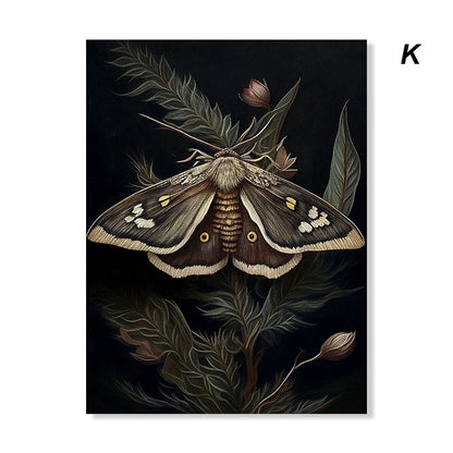 Dark Academia Botanical Woodlands Animals Mushrooms Motifs Wall Art Canvas Prints Fox Owl Butterflies Poster For Moody Living Room Decor