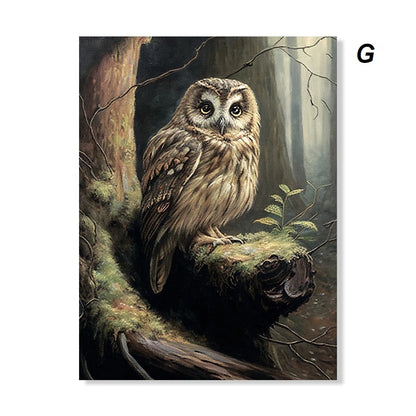 Dark Academia Botanical Woodlands Animals Mushrooms Motifs Wall Art Canvas Prints Fox Owl Butterflies Poster For Moody Living Room Decor