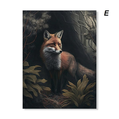 Dark Academia Botanical Woodlands Animals Mushrooms Motifs Wall Art Canvas Prints Fox Owl Butterflies Poster For Moody Living Room Decor