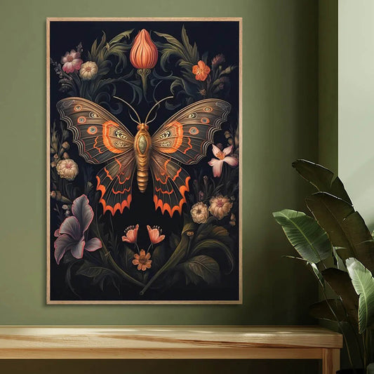 Dark Academia Gothic Floral Woodland Animals Raven Owl Fox Woolf Wall Art Canvas Prints For Moody Living Room Modern Décor