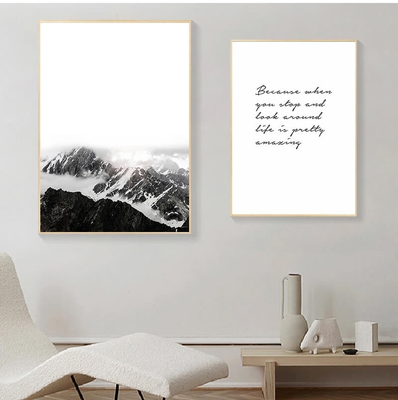 Deer Mountain Landscape Canvas Prints Nordic Animals Wall Art Nature Quotes Poster For Modern Living Room Bedroom Scandinavian Home Décor