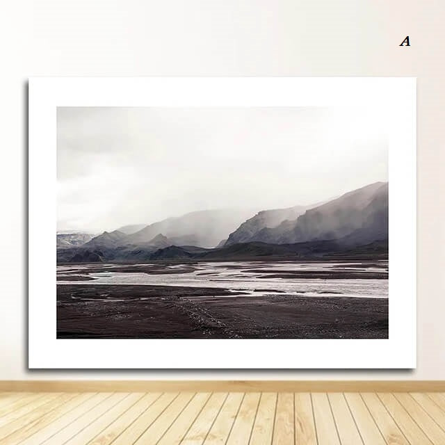 Deer Mountain Landscape Canvas Prints Nordic Animals Wall Art Nature Q ...