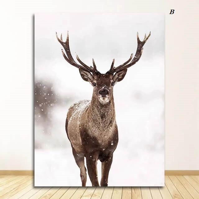 Deer Mountain Landscape Canvas Prints Nordic Animals Wall Art Nature Quotes Poster For Modern Living Room Bedroom Scandinavian Home Décor