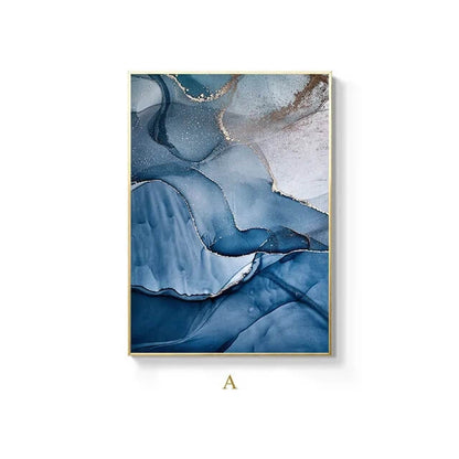 Blue Marble Abstract Wall Art Fine Art Canvas Prints Pictures For Modern Apartment Living Room Dining Room Bedroom Scandinavian Art Décor