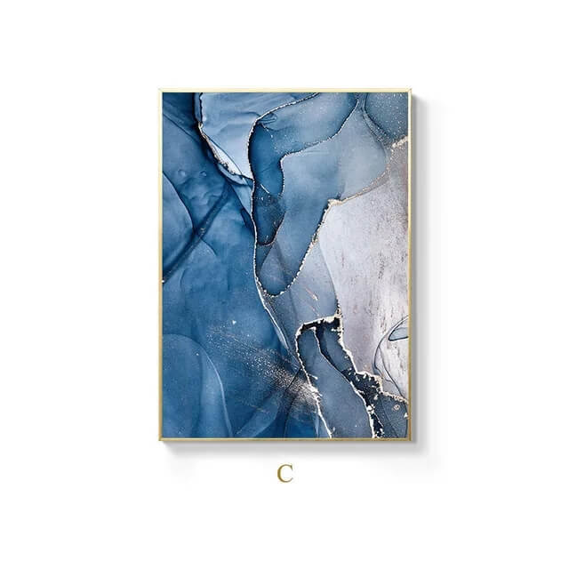Blue Marble Abstract Wall Art Fine Art Canvas Prints Pictures For Modern Apartment Living Room Dining Room Bedroom Scandinavian Art Décor