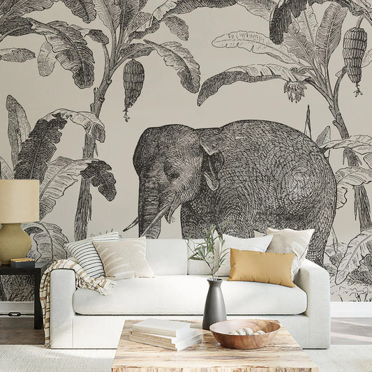 Loxodonta Vintage Elephant Mural Wallpaper (SqM)