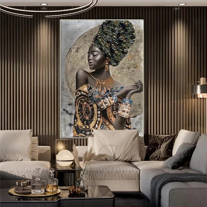 African Art Woman Canvas Print Beauty Girl Poster Large Wall Art For Living Room Loft Bedroom Home Décor