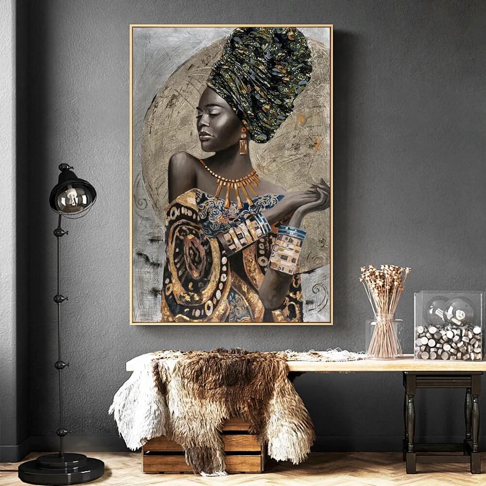 African Art Woman Canvas Print Beauty Girl Poster Large Wall Art For Living Room Loft Bedroom Home Décor