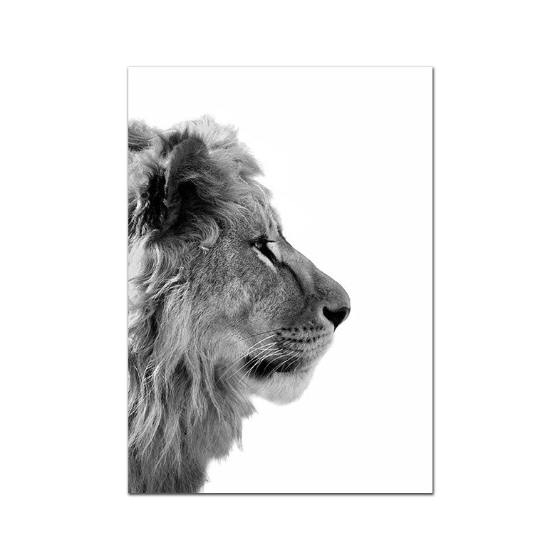 Black and White Animals Canvas Prints | Minimalist Picture Elephant Lion Fine Art For Living Room Children Room Modern Wall Art