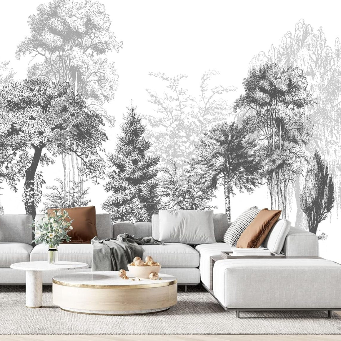 Black and White Trees Mural Wallpaper (SqM)