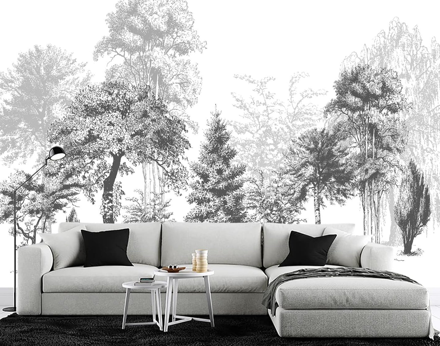 Black and White Trees Mural Wallpaper (SqM)