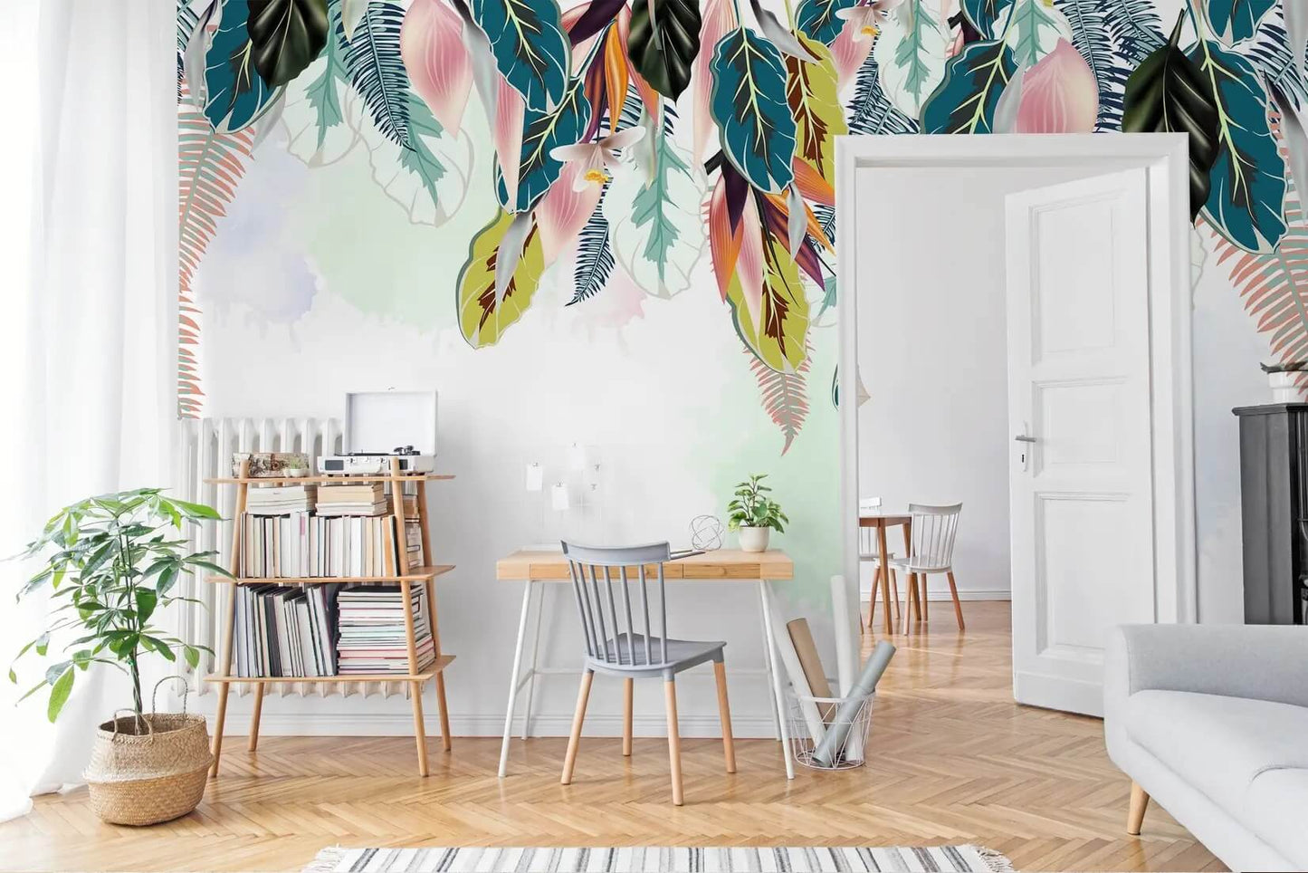Colorful Falling Leaves Mural Wallpaper (SqM)