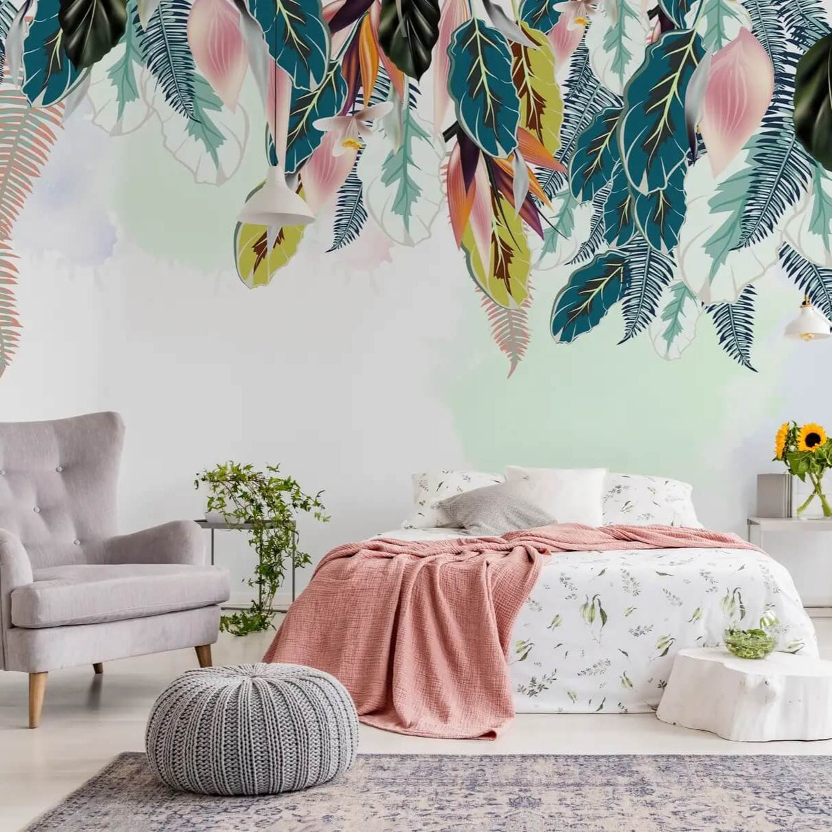 Colorful Falling Leaves Mural Wallpaper (SqM)