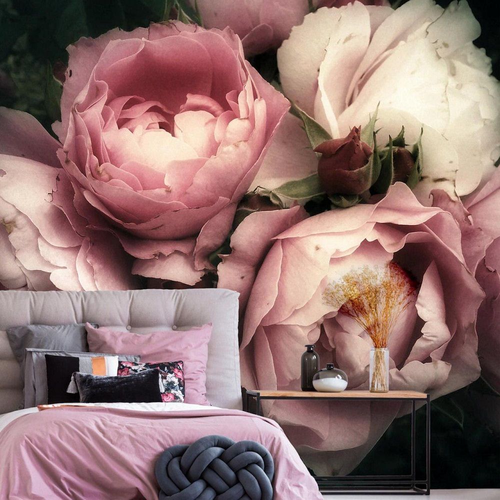 Maximalist Pink Roses Photo Mural Wallpaper (SqM)
