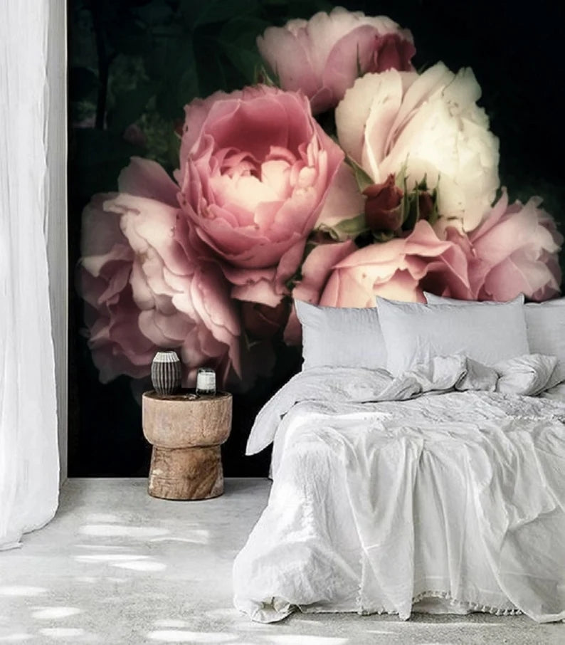 Maximalist Pink Roses Photo Mural Wallpaper (SqM)