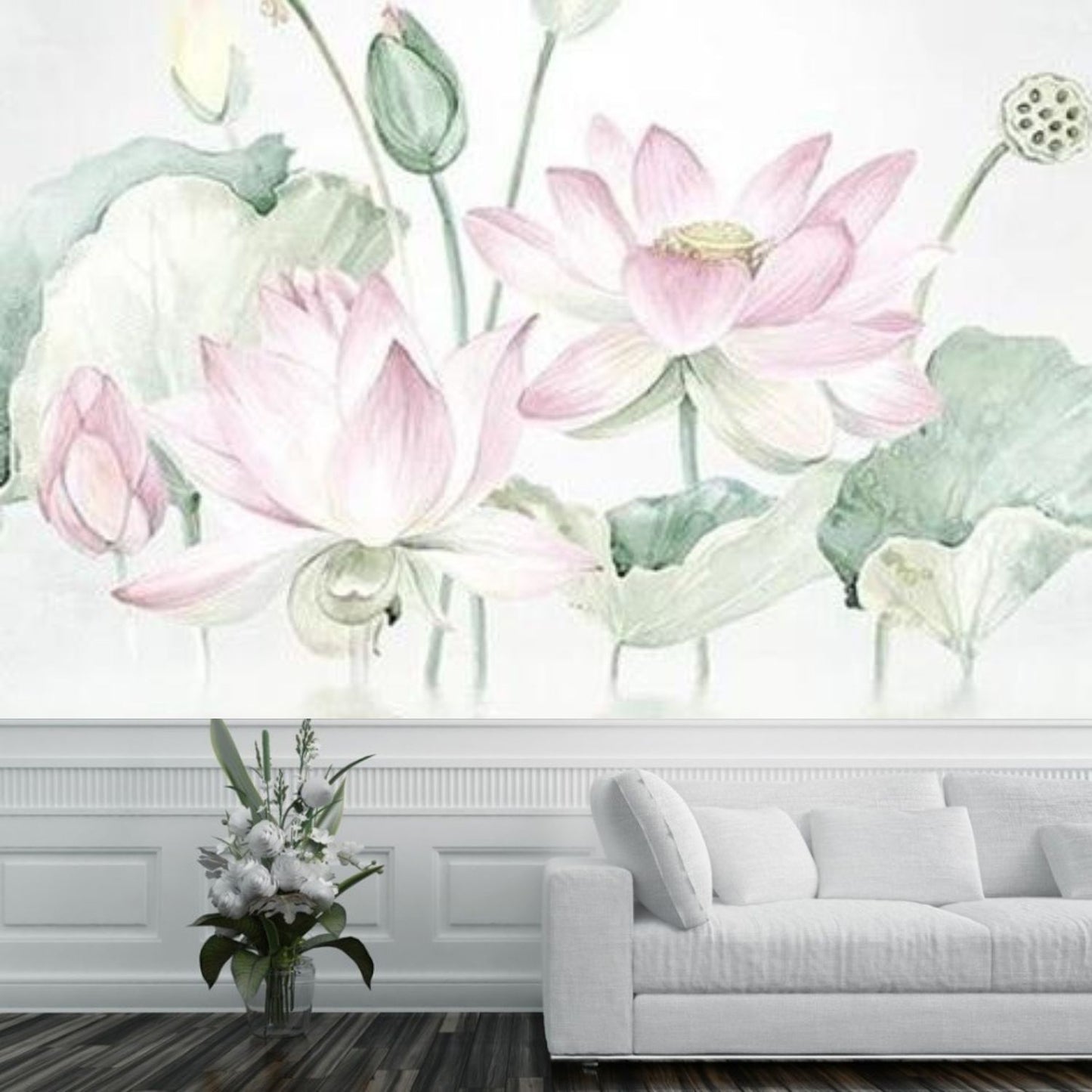 Pastel Lotus Romance Wall Mural (SqM)