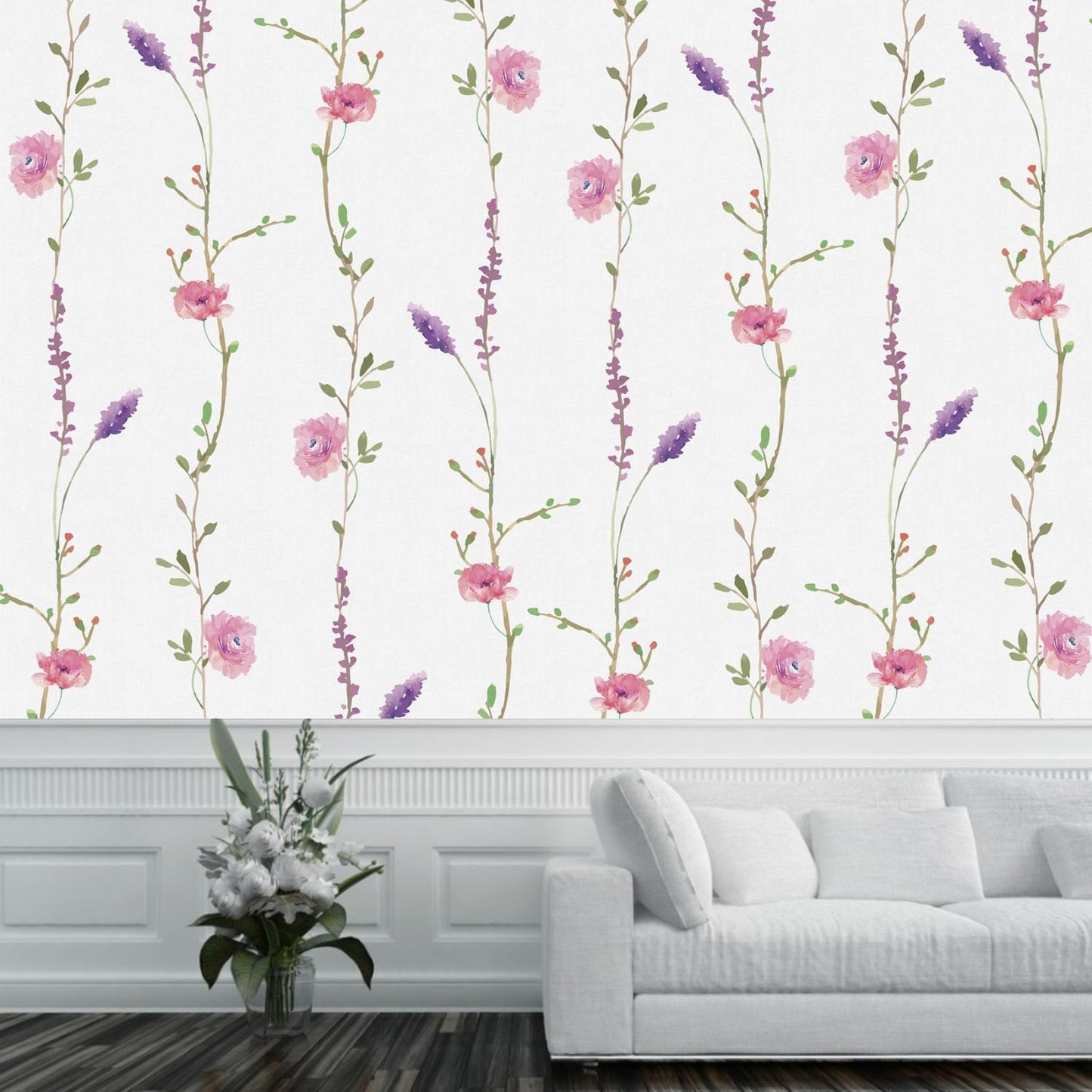 Pink Delicate Flowers Wallpaper (SqM)