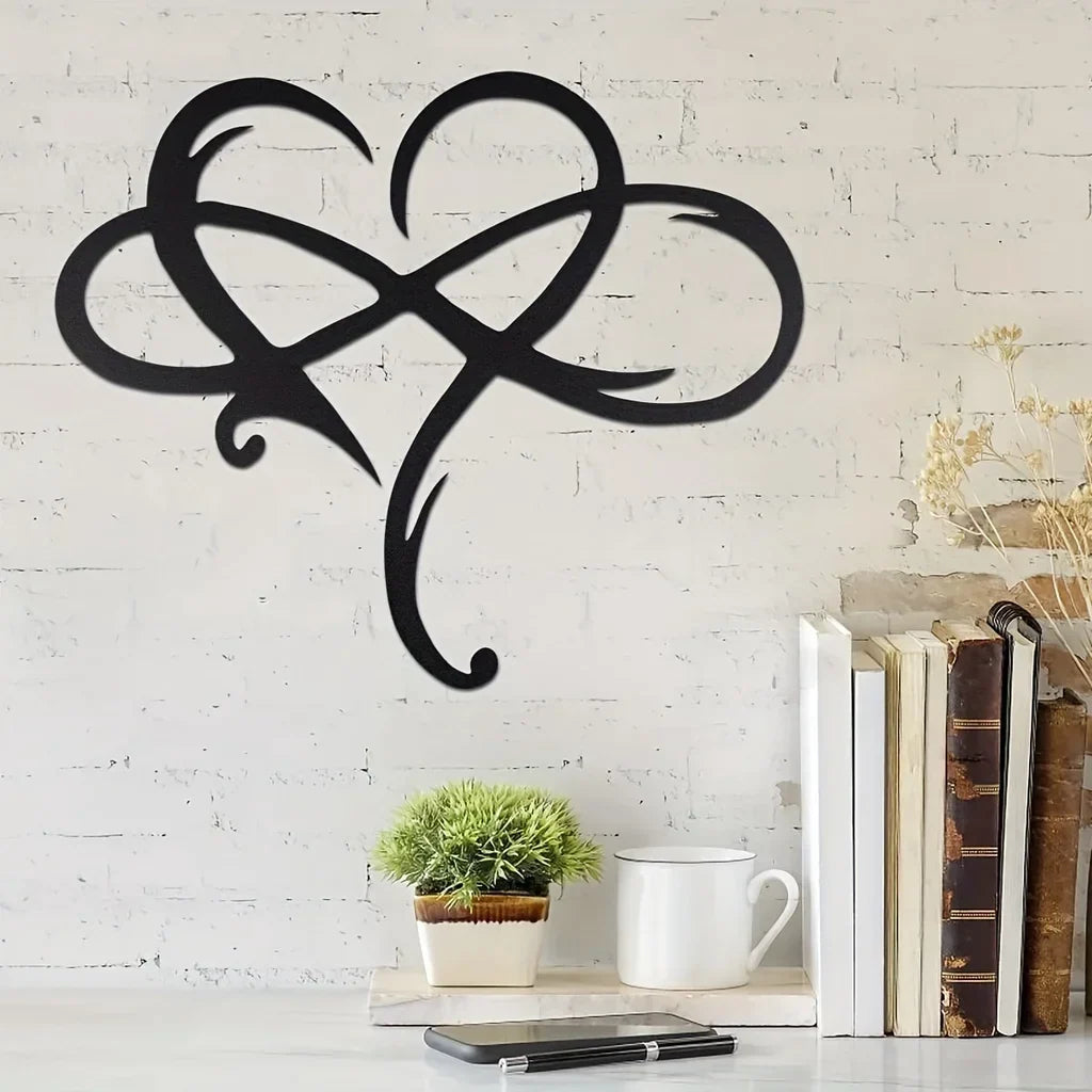 Double Loop Infinity Love Heart Metal Wall Art 3d Iron Crafted Wall Mounted Decoration For Living Room Bedroom Creative Home Decor