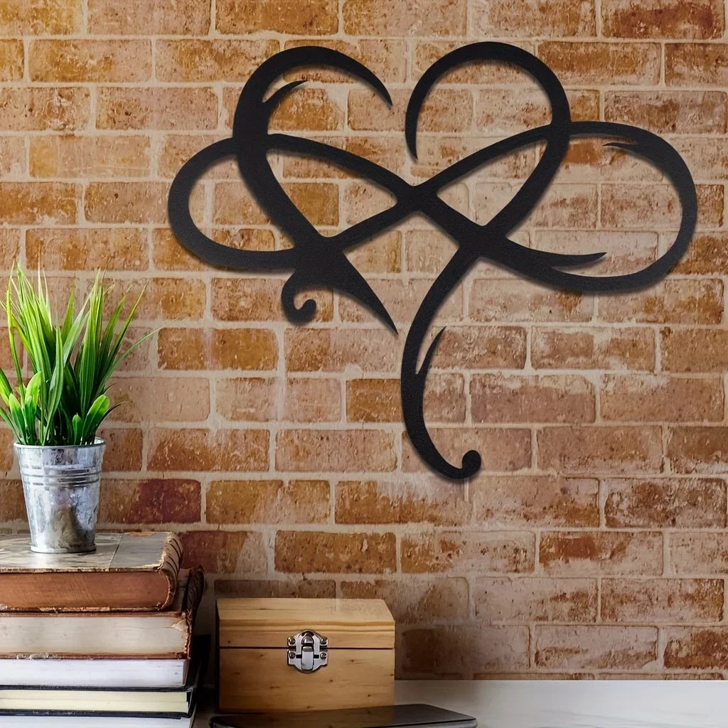 Double Loop Infinity Love Heart Metal Wall Art 3d Iron Crafted Wall Mounted Decoration For Living Room Bedroom Creative Home Decor