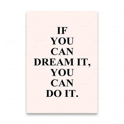 Dream It Do It Motivational Quotes Posters Wall Art Canvas Prints Daily Mantra Quotations Wall Decor For Living Room Bedroom Office Decor
