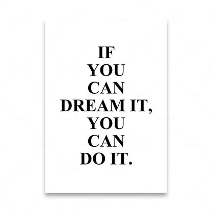 Dream It Do It Motivational Quotes Posters Wall Art Canvas Prints Daily Mantra Quotations Wall Decor For Living Room Bedroom Office Decor