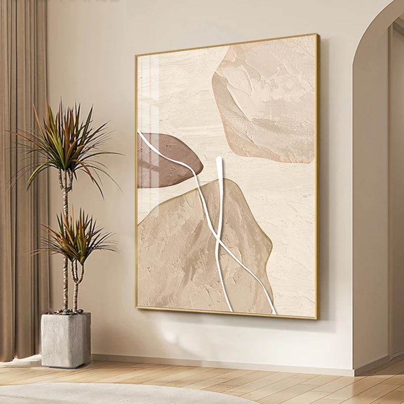 Earthy Tones Nordic Zen Stones Wall Art Canvas Prints For Modern Apartment Living Room Bedroom Art For Contemporary Interiors