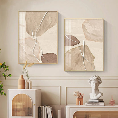 Earthy Tones Nordic Zen Stones Wall Art Canvas Prints For Modern Apartment Living Room Bedroom Art For Contemporary Interiors