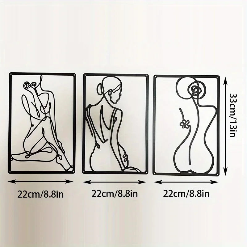 Elegant Lady Figure Art Line Art Metal Wall Art 3D Iron Crafted Wall Decoration For Living Room Beauty Salon Wall Decor
