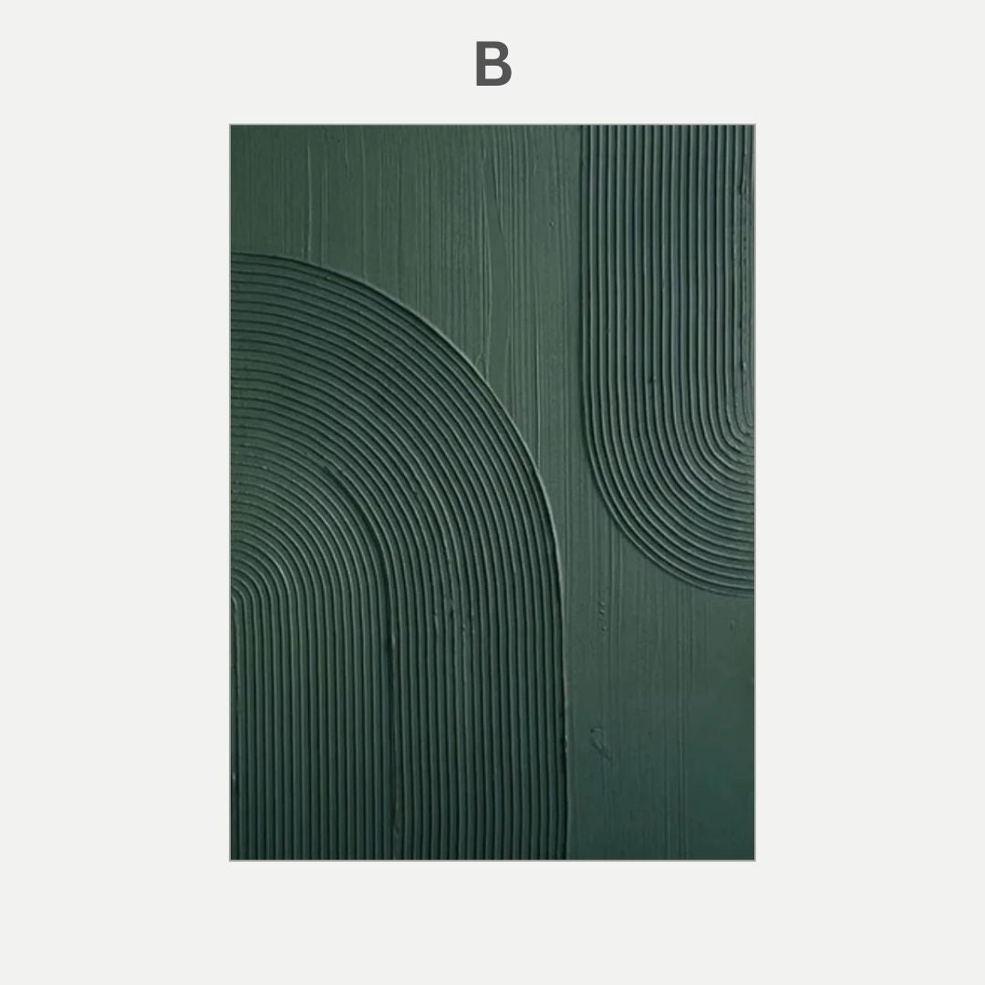 Emerald Abstract 3D Effect Line Wabi Sabi Wall Art Canvas Print For Modern Nordic Living Room Bedroom Wall Decor
