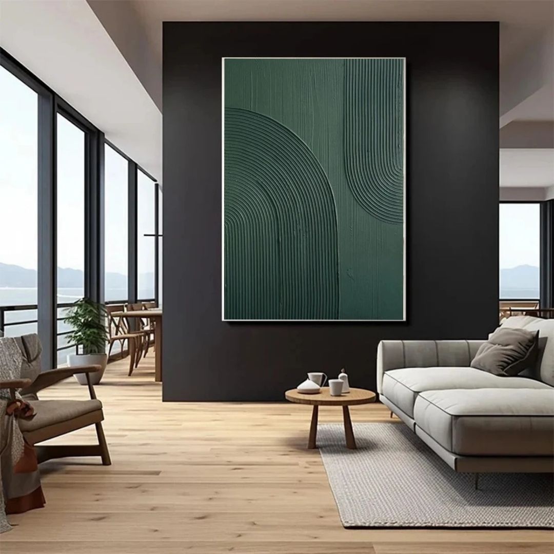 Emerald Abstract 3D Effect Line Wabi Sabi Wall Art Canvas Print For Modern Nordic Living Room Bedroom Wall Decor