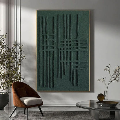 Emerald Abstract 3D Effect Line Wabi Sabi Wall Art Canvas Print For Modern Nordic Living Room Bedroom Wall Decor