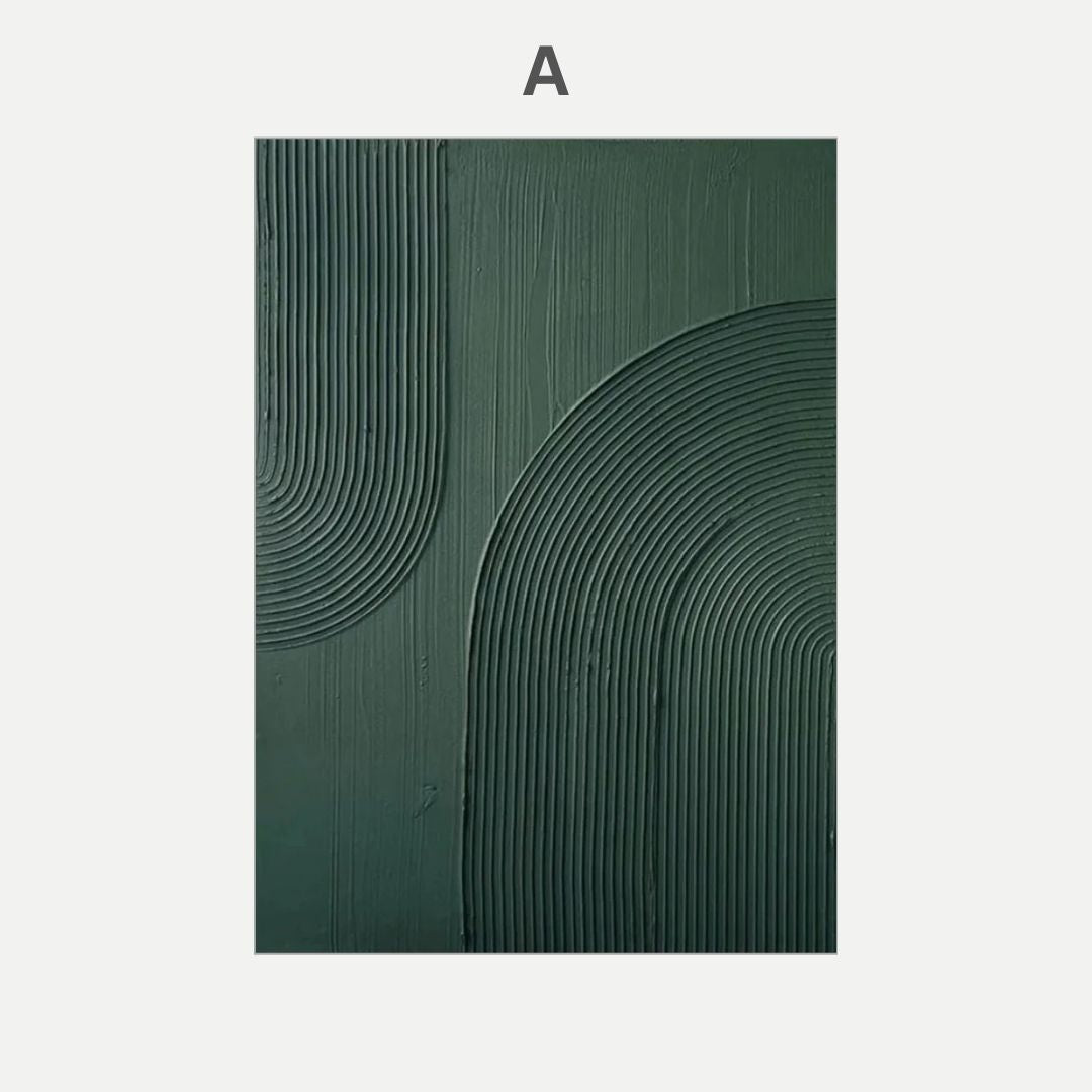 Emerald Abstract 3D Effect Line Wabi Sabi Wall Art Canvas Print For Modern Nordic Living Room Bedroom Wall Decor