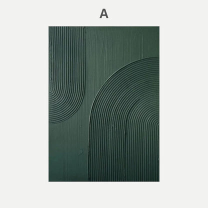 Emerald Abstract 3D Effect Line Wabi Sabi Wall Art Canvas Print For Modern Nordic Living Room Bedroom Wall Decor