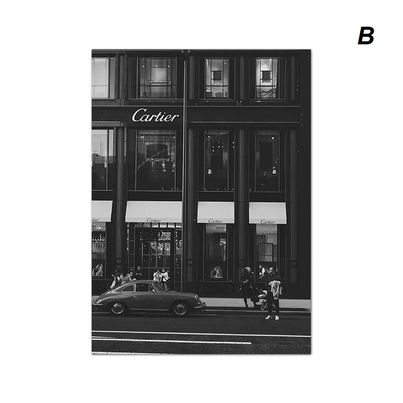 European Street Fashion Black Car Canvas Print Wall Art For Modern Loft Living Room Salon Office Décor