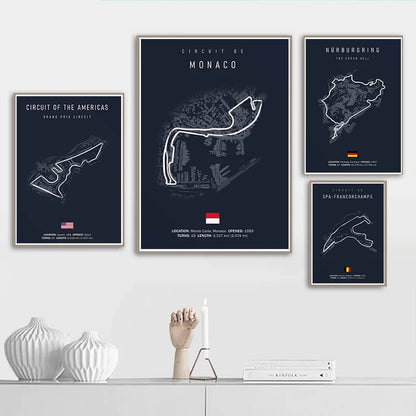 F1 Imola Monaco Race Track Grand Prix Circuit Canvas Print Wall Art For Modern Office Living Room