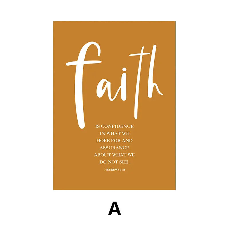 Poster with the word 'faith' and a definition on a mustard yellow background