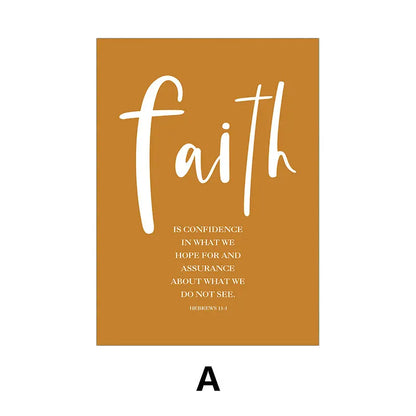 Poster with the word 'faith' and a definition on a mustard yellow background