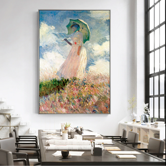 Famous Paintings Claud Monet Woman with a Parasol Canvas Print Classic Impressionism Summer Portrait Art Decor