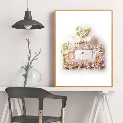 Fashion Blush Pink Perfume Flower Canvas Print Wall Art Minimalist Pink Floral Fine Art For Girl Living Room Bedroom Refresh