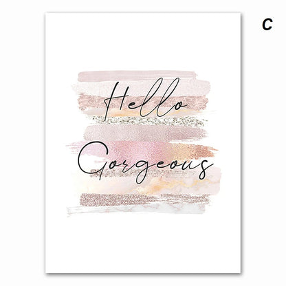 Fashion Makeup Brushes Beauty Pastel Pink Canvas Print Wall Art Pink Inspirational Fine Art For Modern Girl Living Room Beauty Salon Bedroom Refresh