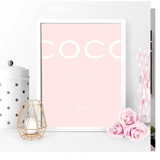 Fashion Coco Quotes Canvas Prints Nordic Minimalist Wall Art Black White Pink Fine Art Stylish Pictures for Modern Living Room Bedroom Home Décor